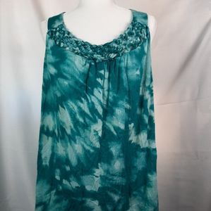 Teal Wrinkle Sleeveless Top 2X (18w/20w)